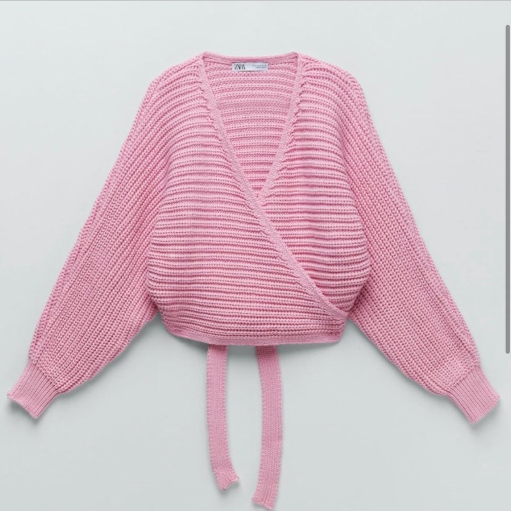 Zara Pink Knit Wrap Cardigan w/
Front Tie